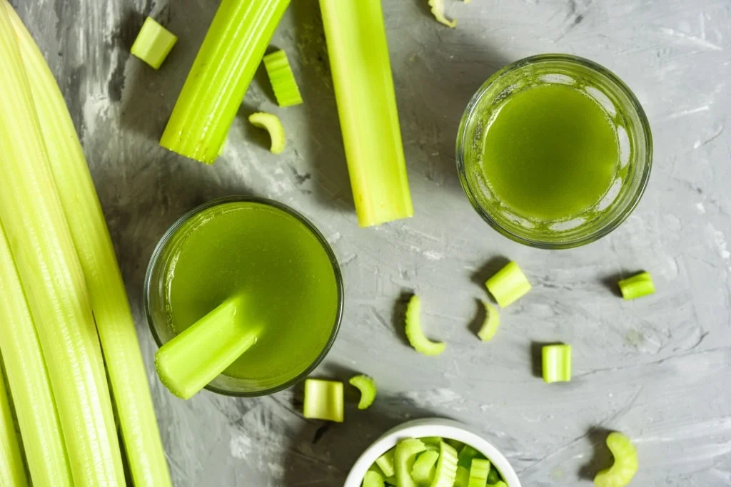 Celery sticks in juice