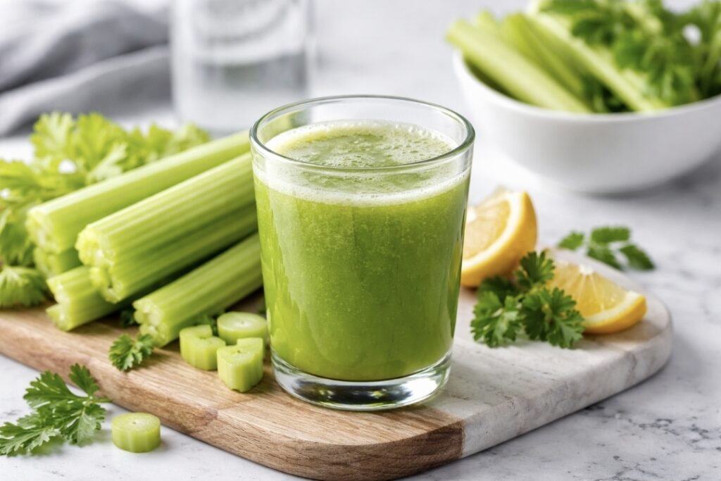 Person holding celery juice during intermittent fasting window