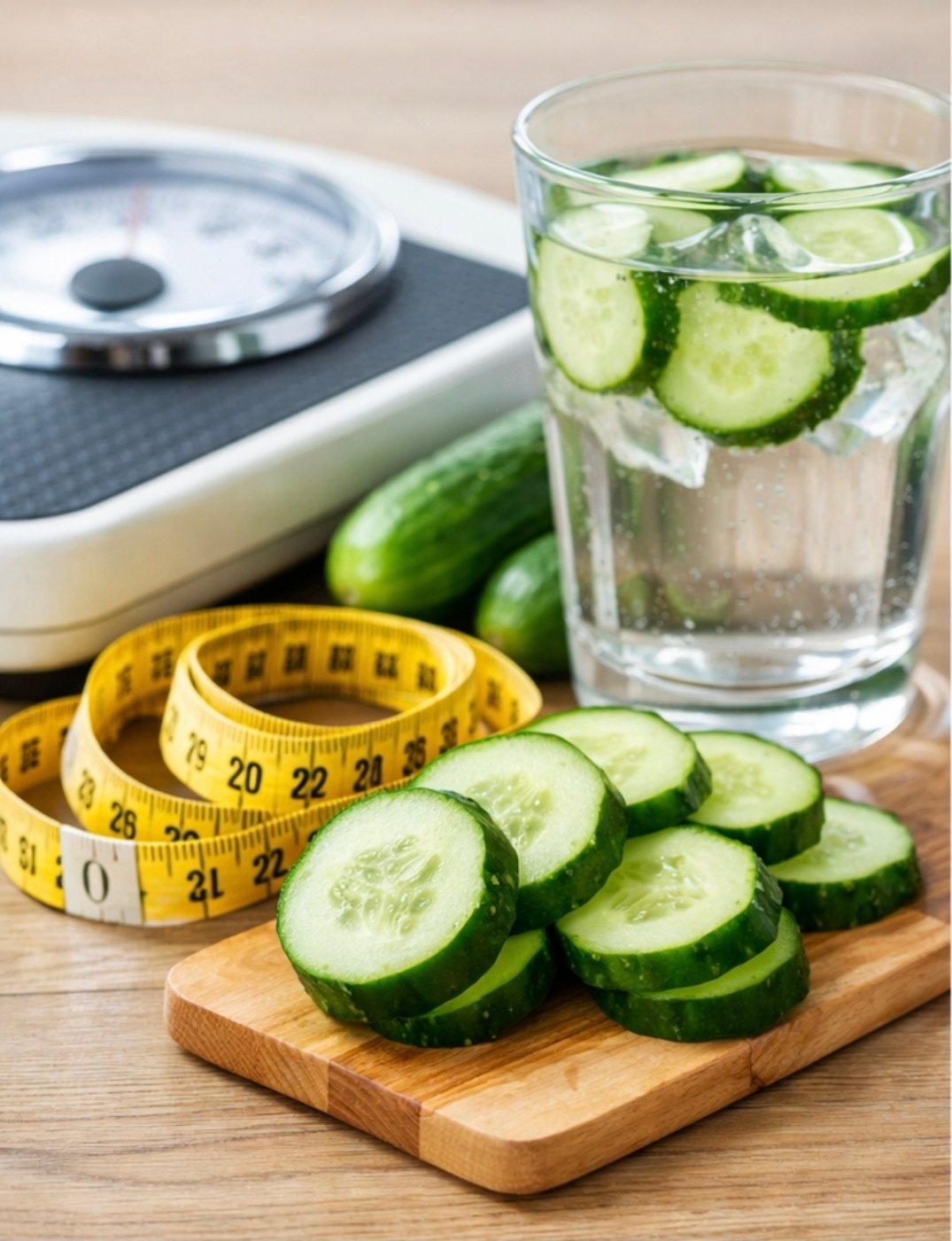 Person preparing cucumber water and sliced cucumber in a bright kitchen - cucumber weight loss routine
