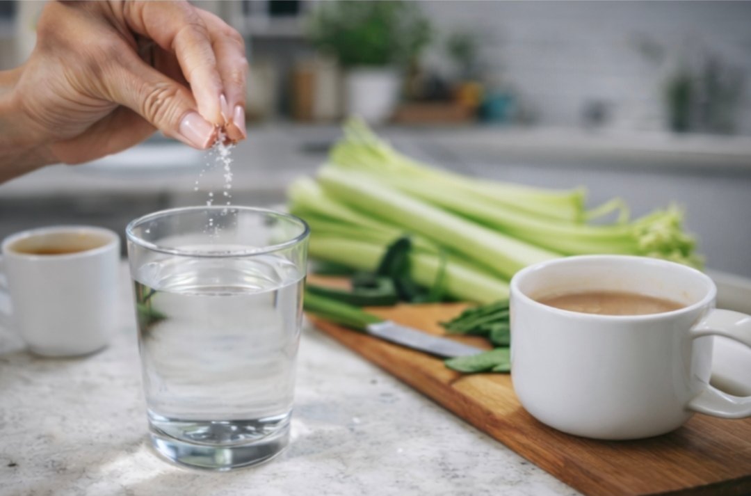 person adding electrolytes to water